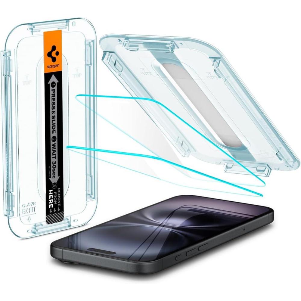 imageSpigen Tempered Glass Screen Protector GlasTR EZ FIT designed for iPhone 16  iPhone 15 2 PackiPhone 16  iPhone 15