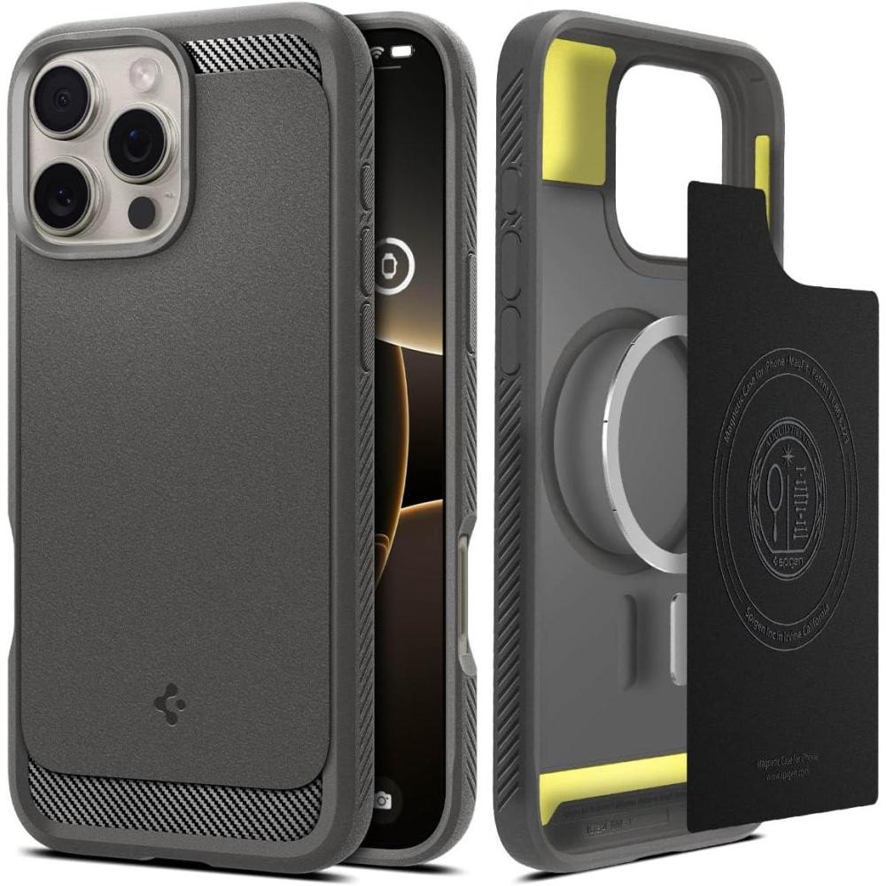 imageSpigen for iPhone 17 Pro Max Case Rugged Armor MagFit TPU Covered Camera Control Compatible with MagSafe  Matte BlackGray