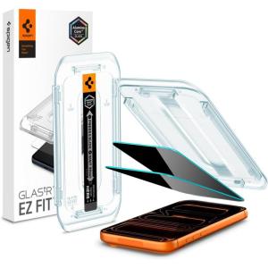 Spigen AluminaCore Tempered Glass Screen Protector [Glas.tR EZ Fit – Privacy] designed for iPhone 17 Pro | iPhone 17 | iPhone 16 Pro [2 Pack] 9H+ Hardness, Aluminum-Enhanced Durability | Tempered Glass, Privacy(iPhone 17 Pro Max | iPhone 16 Pro Max)