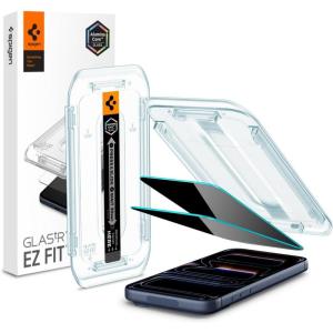 Spigen AluminaCore Tempered Glass Screen Protector [Glas.tR EZ Fit – Privacy] designed for iPhone 17 Pro | iPhone 17 | iPhone 16 Pro [2 Pack] 9H+ Hardness, Aluminum-Enhanced Durability | Tempered Glass, Privacy(iPhone 17 Pro | iPhone 17 | iPhone 16 Pro)