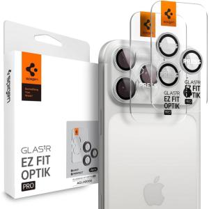 Spigen Camera Lens Screen Protector [GlasTR EZ Fit Optik Pro] Designed for iPhone 16 Pro Max/iPhone 16 Pro/iPhone 15 Pro Max/iPhone 15 Pro [Case Friendly] – Natural Titanium [2 Pack](Silver – iPhone 17 series)