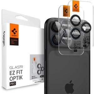 Spigen Camera Lens Screen Protector [GlasTR EZ Fit Optik Pro] Designed for iPhone 16 Pro Max/iPhone 16 Pro/iPhone 15 Pro Max/iPhone 15 Pro [Case Friendly] – Natural Titanium [2 Pack](ZeroOne)
