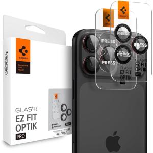 Spigen Camera Lens Screen Protector [GlasTR EZ Fit Optik Pro] Designed for iPhone 16 Pro Max/iPhone 16 Pro/iPhone 15 Pro Max/iPhone 15 Pro [Case Friendly] – Natural Titanium [2 Pack](L-Series)