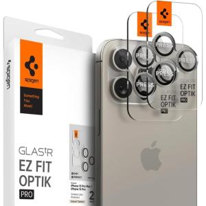 Spigen Camera Lens Screen Protector [GlasTR EZ Fit Optik Pro] Designed for iPhone 16 Pro Max/iPhone 16 Pro/iPhone 15 Pro Max/iPhone 15 Pro [Case Friendly] – Natural Titanium [2 Pack](Natural Titanium)