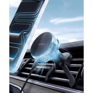 Spigen Cryomax MagFit Qi2.2 25W MagSafe Car Mount Wireless Charger [Ultra-Fast Charging Function w/Active Peltier Cooling] (Requires 45W Charging Adapter) Compatible with iPhone 17 16 15 14 13 Series(25W Qi 2.2 Peltier Cooling)