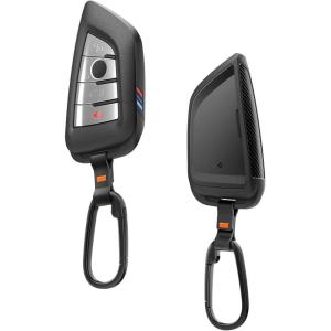Spigen Rugged Armor Key Fob Cover with Carabiner & Keychain Designed for Ford F150, Explorer, Expedition, Maverick, Escape, Bronco, Mustang, Fusion, Lincoln 3/4/5 Button Smart Key Fobs(Bmw)