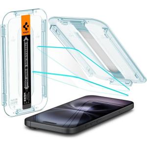 Spigen Tempered Glass Screen Protector [GlasTR EZ FIT] designed for iPhone 16 / iPhone 15 [2 Pack](iPhone 16 / iPhone 15)