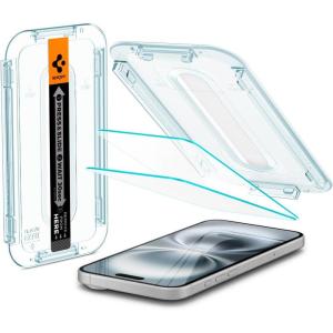 Spigen Tempered Glass Screen Protector [GlasTR EZ FIT] designed for iPhone 16 / iPhone 15 [2 Pack](iPhone 16 Plus / iPhone 15 Plus)