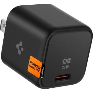 Spigen for USB C Charger, 27W Wall Charger, 25W Super Fast Charger Type C,USB-C PD PPS Charging Compatible with Galaxy S25 S24 S23 S21 Series FE Z Fold Flip iPhone 17 16 15 14 iPad M4 iPad Air M2(Black (27W))