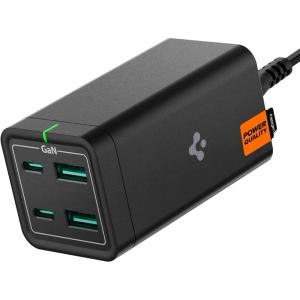 Spigen for USB C Charger, 65W [GaN III] 4-Port USB C Charging Station, PD/USB-A Fast Charge Compatible with MacBook iPad M2 M1 Pro Air iPhone 17 16 15 Vision Pro Galaxy HP Dell XPS ASUS Steam Deck(65W)
