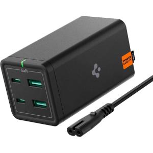 Spigen for USB C Charger, 65W [GaN III] 4-Port USB C Charging Station, PD/USB-A Fast Charge Compatible with MacBook iPad M2 M1 Pro Air iPhone 17 16 15 Vision Pro Galaxy HP Dell XPS ASUS Steam Deck(120W)