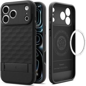 Spigen for iPhone 17 Pro Max Case, Parallax S MagFit [TPU Covered Camera Control] [Kickstand] [Compatible with MagSafe] – Sage Green(Matte Black)