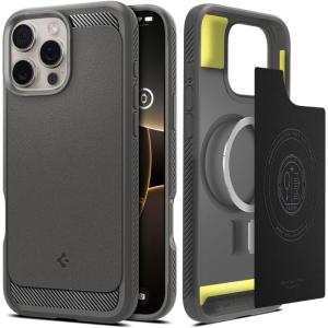 Spigen for iPhone 17 Pro Max Case, Rugged Armor MagFit [TPU Covered Camera Control] [Compatible with MagSafe] – Matte Black(Gray)