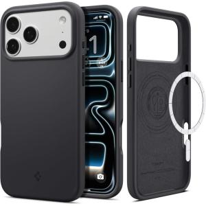 Spigen for iPhone 17 Pro Max Case, Silicone Fit MagFit [Compatible with MagSafe] – Stone(Black)