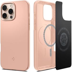 Spigen for iPhone 17 Pro Max Case, Thin Fit MagFit [TPU Covered Camera Control] [Compatible with MagSafe] – Black(Rose Titanium)