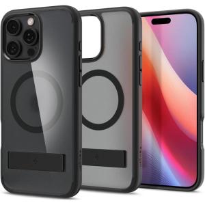 Spigen for iPhone 17 Pro Max Case, Ultra Hybrid S MagFit [TPU Covered Camera Control] [Kickstand] [Compatible with MagSafe] – Clear White(Frost Black)