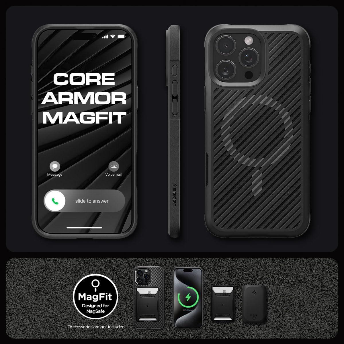 imageSpigen Core Armor MagFit Designed for iPhone 69 Case MilitaryGrade Protection Compatible with MagSafe Matte Black