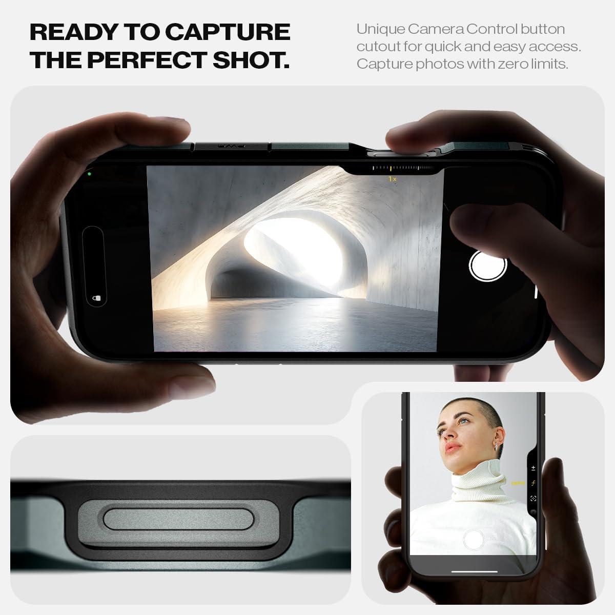 imageSpigen for iPhone 16 Case Tough Armor Ai MagFit Compatible with Magsafe Kickstand MilitaryGrade Protection BlackAbyss Green