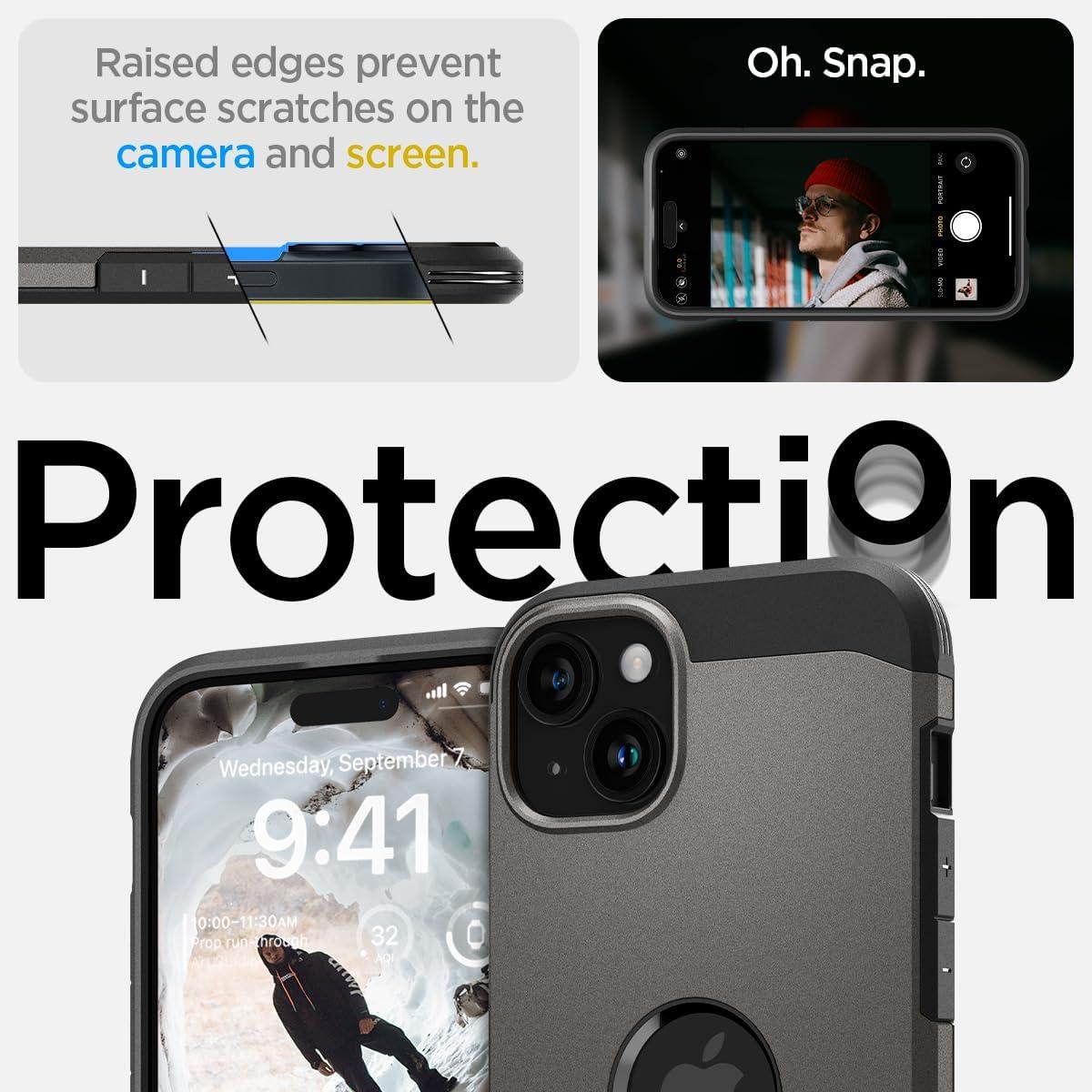 imageSpigen for iPhone 16 Case Tough Armor Ai MagFit Compatible with Magsafe Kickstand MilitaryGrade Protection BlackGunmetal