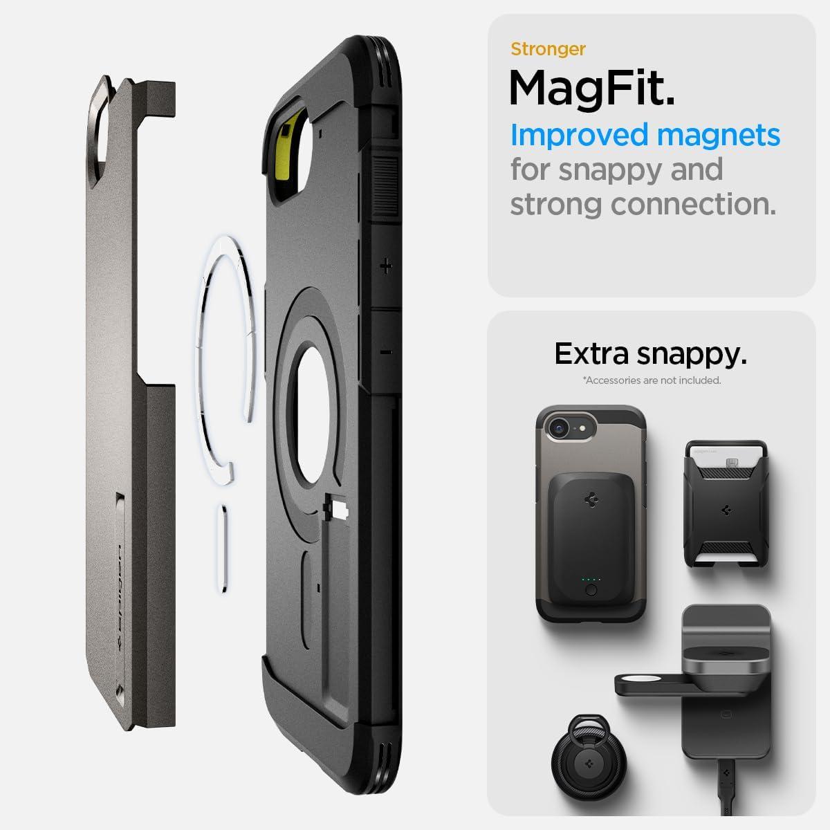 imageSpigen for iPhone 16 Case Tough Armor Ai MagFit Compatible with Magsafe Kickstand MilitaryGrade Protection BlackGunmetal