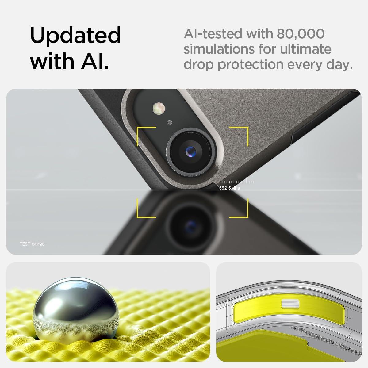 imageSpigen for iPhone 16 Case Tough Armor Ai MagFit Compatible with Magsafe Kickstand MilitaryGrade Protection BlackGunmetal