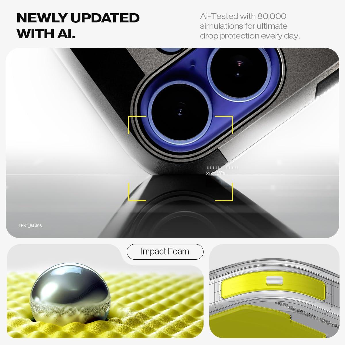 imageSpigen for iPhone 16 Case Tough Armor Ai MagFit Compatible with Magsafe Kickstand MilitaryGrade Protection BlackGunmetal