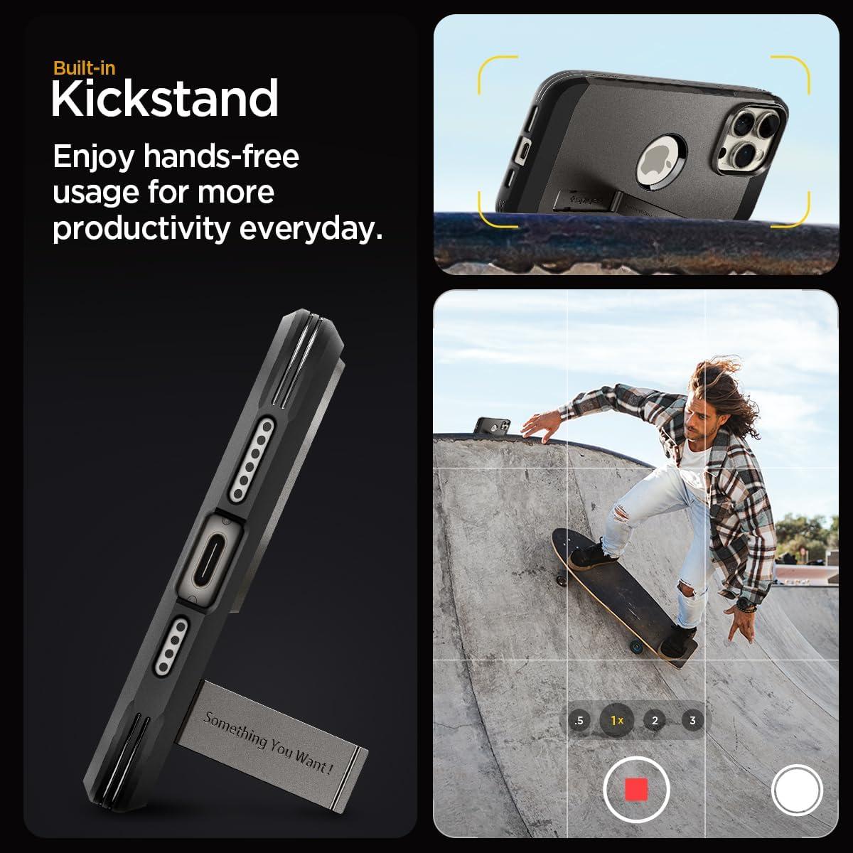 imageSpigen for iPhone 16 Case Tough Armor Ai MagFit Compatible with Magsafe Kickstand MilitaryGrade Protection BlackGunmetal