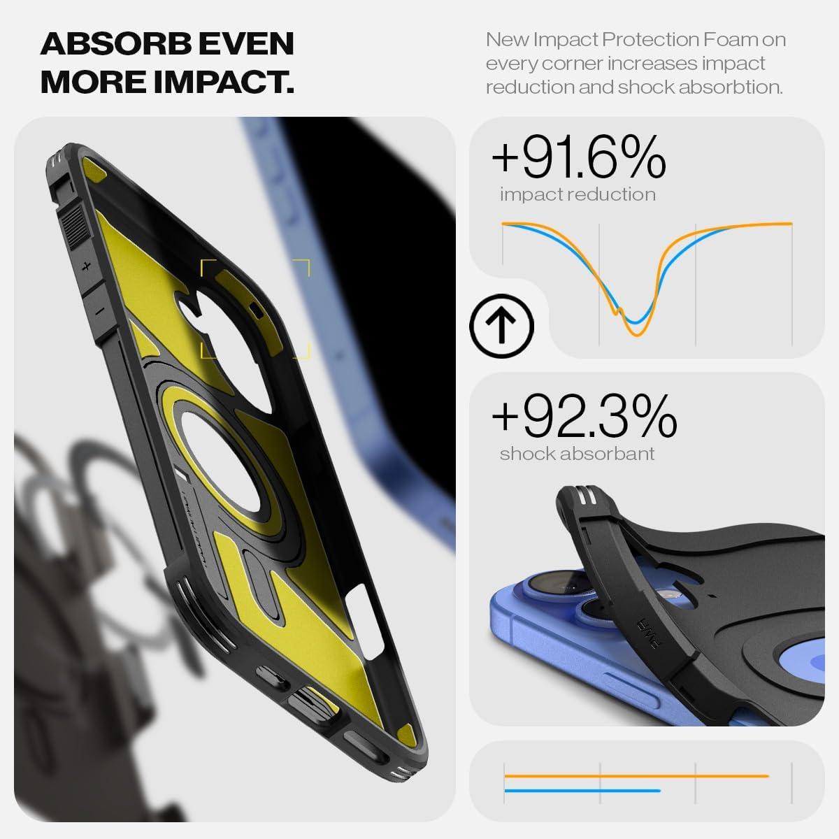 imageSpigen for iPhone 16 Case Tough Armor Ai MagFit Compatible with Magsafe Kickstand MilitaryGrade Protection BlackGunmetal