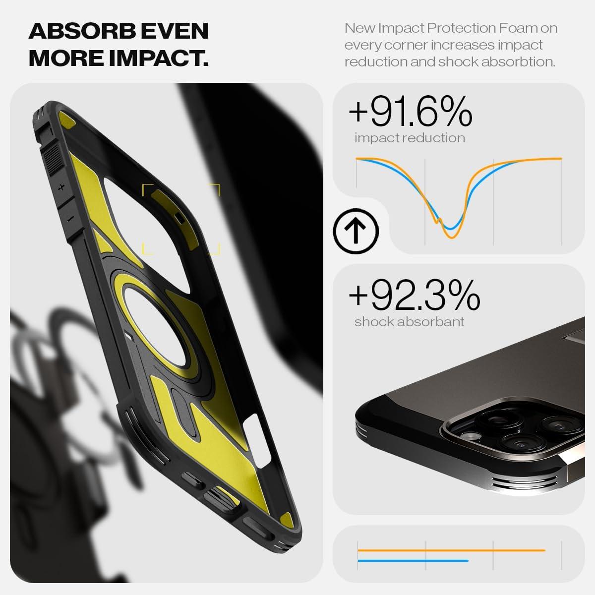 imageSpigen for iPhone 16 Case Tough Armor Ai MagFit Compatible with Magsafe Kickstand MilitaryGrade Protection BlackGunmetal