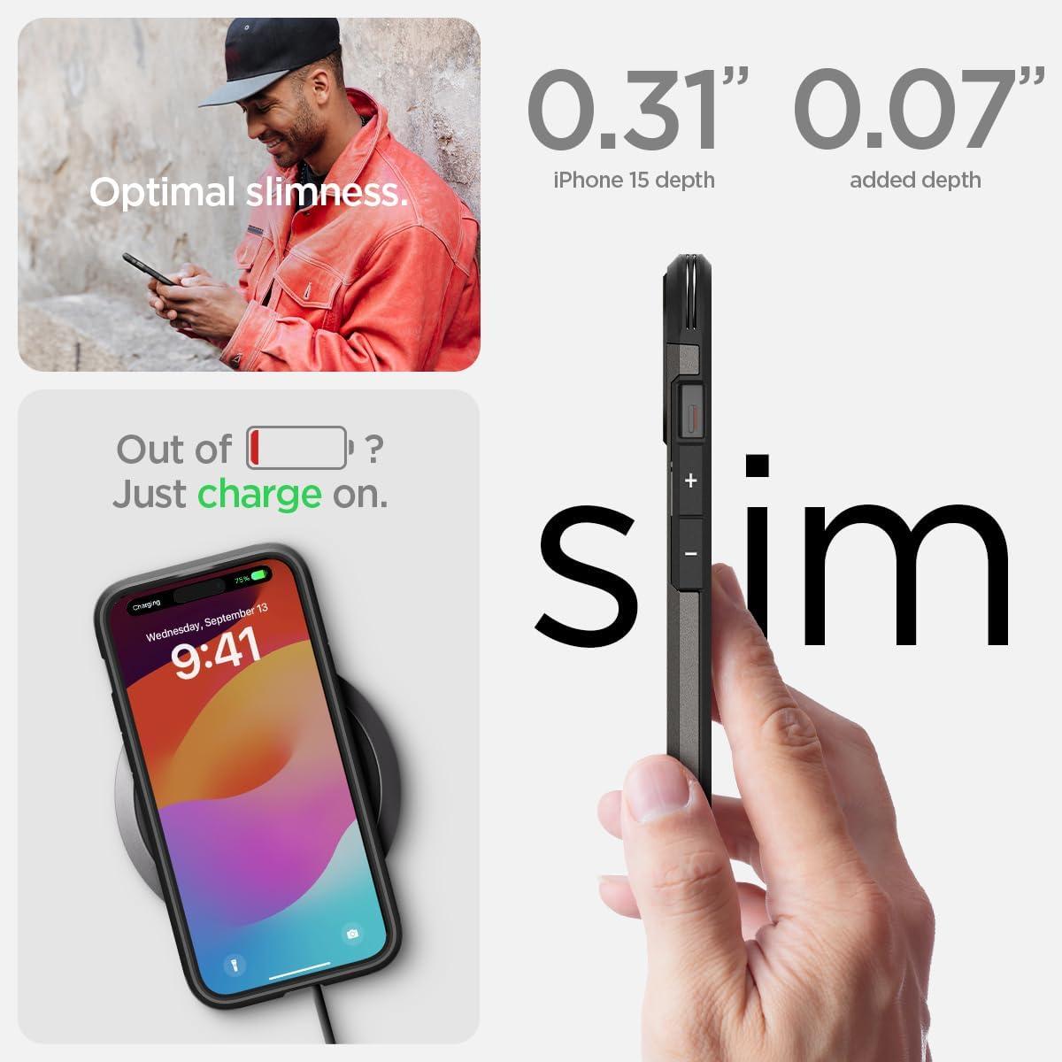 imageSpigen for iPhone 16 Case Tough Armor Ai MagFit Compatible with Magsafe Kickstand MilitaryGrade Protection BlackGunmetal