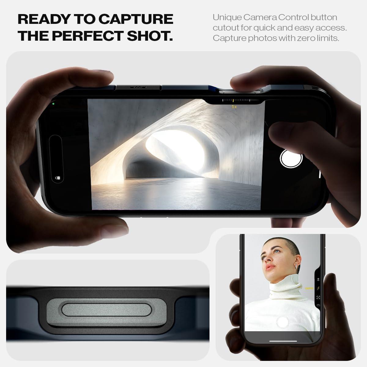 imageSpigen for iPhone 16 Case Tough Armor Ai MagFit Compatible with Magsafe Kickstand MilitaryGrade Protection BlackMetal Slate