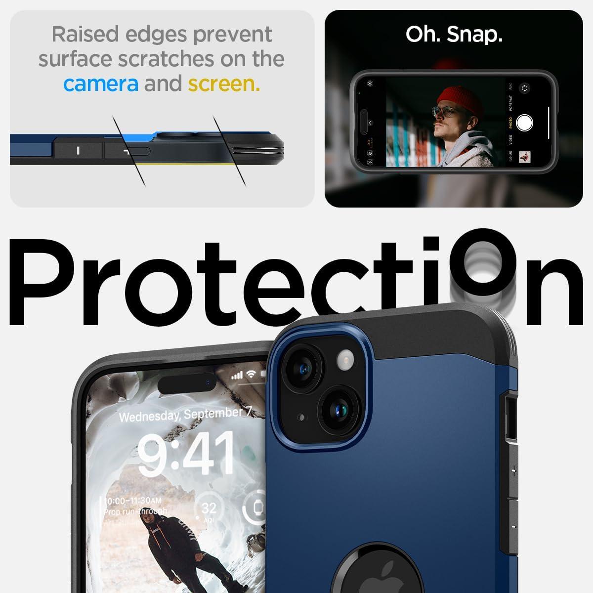 imageSpigen for iPhone 16 Case Tough Armor Ai MagFit Compatible with Magsafe Kickstand MilitaryGrade Protection BlackNavy Blue