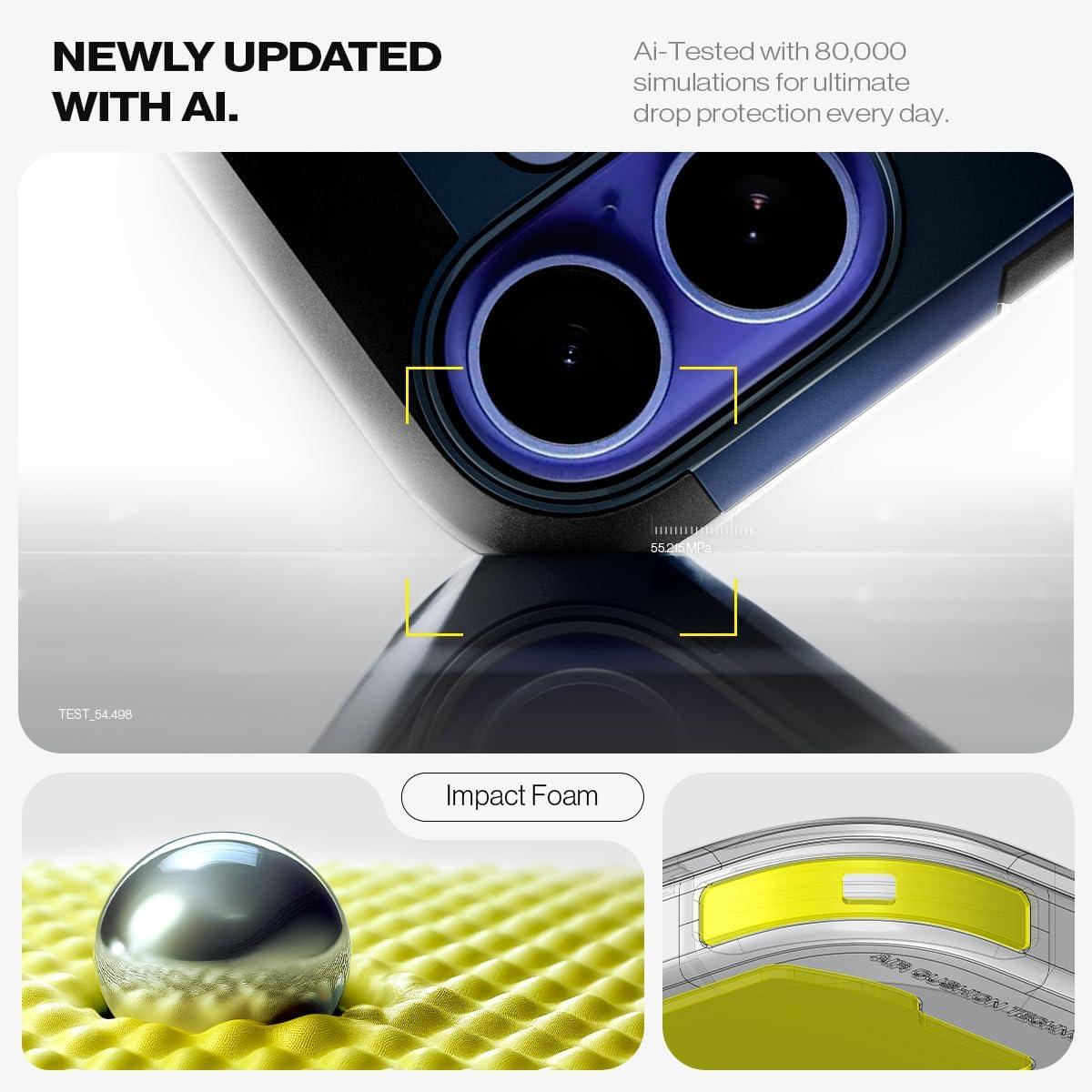 imageSpigen for iPhone 16 Case Tough Armor Ai MagFit Compatible with Magsafe Kickstand MilitaryGrade Protection BlackNavy Blue