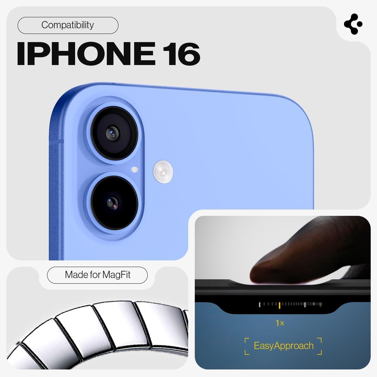 imageSpigen for iPhone 16 Case Tough Armor Ai MagFit Compatible with Magsafe Kickstand MilitaryGrade Protection BlackNavy Blue