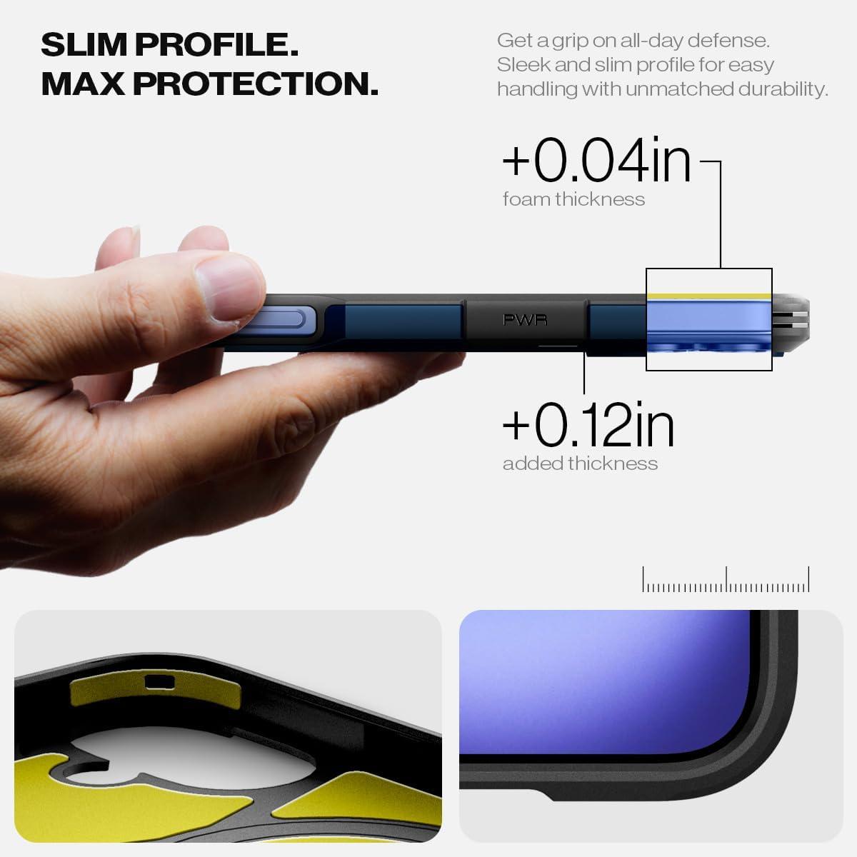 imageSpigen for iPhone 16 Case Tough Armor Ai MagFit Compatible with Magsafe Kickstand MilitaryGrade Protection BlackNavy Blue