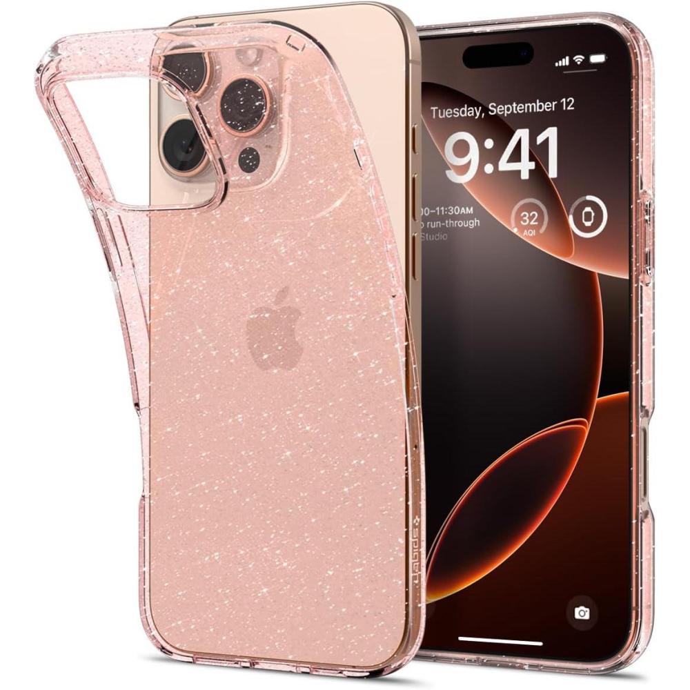 imageSpigen Liquid Crystal Designed for iPhone 16 Pro Case NOT Compatible with MagSafe MilitaryGrade Protection  Crystal ClearRose Quartz