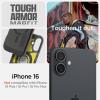 Spigen for iPhone 16 Case, Tough Armor (Ai) MagFit [Compatible with Magsafe] [Kickstand] [Military-Grade Protection] – Black(Frost Black)