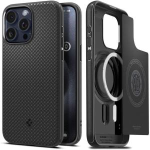 Spigen Mag Armor MagFit Designed for iPhone 15 Pro Case (2023) [Military-Grade Protection] Compatible with MagSafe – Matte Black(Matte Black)