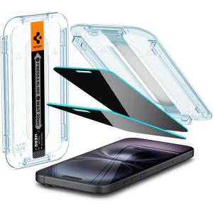 Spigen Tempered Glass Screen Protector [GlasTR EZ FIT – Privacy] Designed for iPhone 16 / iPhone 15 [2Pack](iPhone 16 Plus  iPhone 15 Plus)