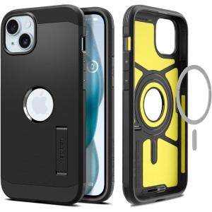 Spigen for iPhone 16 Case, Tough Armor (Ai) MagFit [Compatible with Magsafe] [Kickstand] [Military-Grade Protection] – Black(Black)