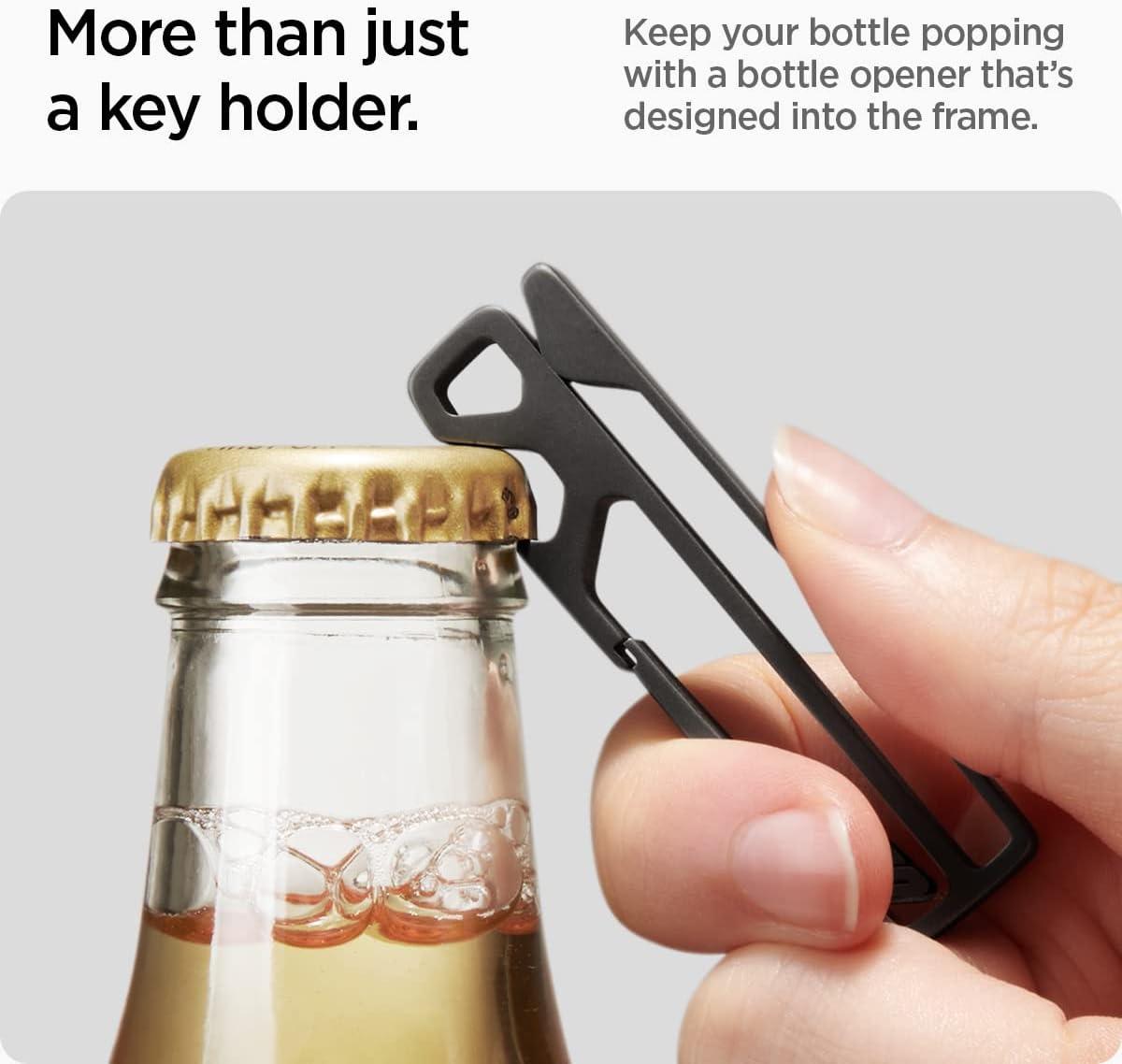 imageSpigen Life Metal Fit Titanium Belt Loop Key Ring Clip Holder Car Keychain Key Clip for Belt Bottle Opener Key Chain Ring for Men and Women BlackBlack