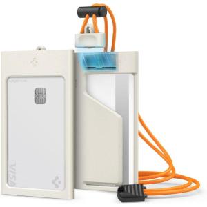 Spigen Life ID Badge Holder Card Wallet with Magnetic Attach and Slide, Polycarbonate Durable 2-Card Secure ID Badge Holder with MagSlide Tech – Dune Beige(Dune Beige)