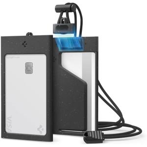 Spigen Life ID Badge Holder Card Wallet with Magnetic Attach and Slide, Polycarbonate Durable 2-Card Secure ID Badge Holder with MagSlide Tech – Dune Beige(Black)