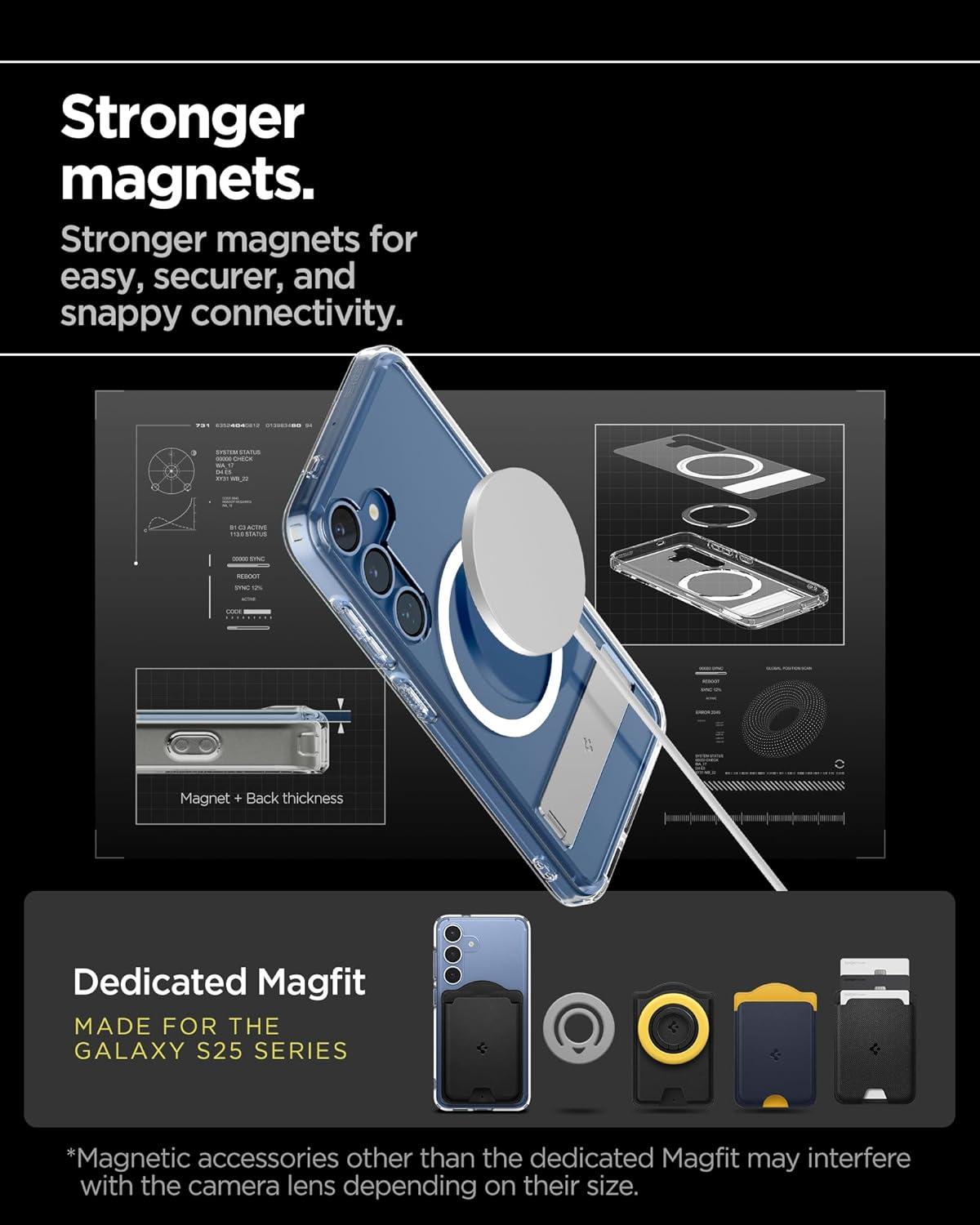 imageSpigen Ultra Hybrid S MagFit Designed for Galaxy S25 Plus Case Kickstand Fast Wireless Charging 2025 Clear WhiteClear White