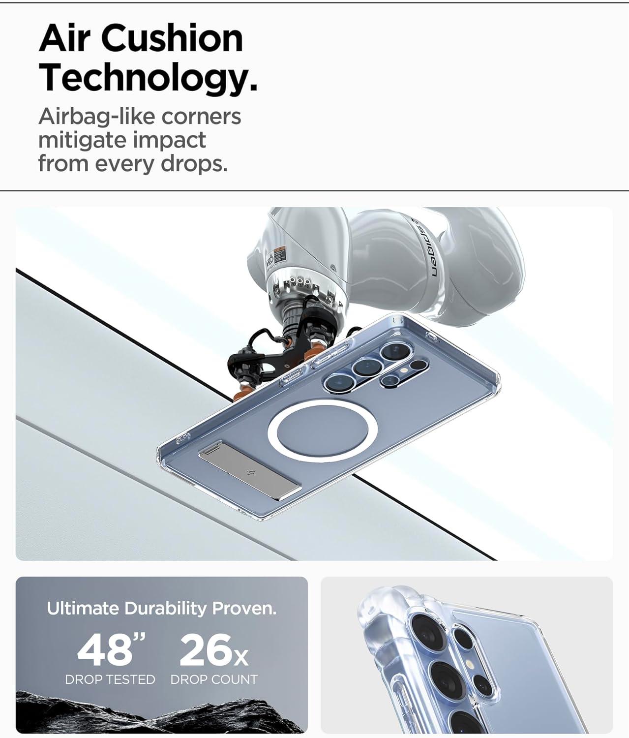 imageSpigen Ultra Hybrid S MagFit Designed for Galaxy S25 Plus Case Kickstand Fast Wireless Charging 2025 Clear WhiteClear White