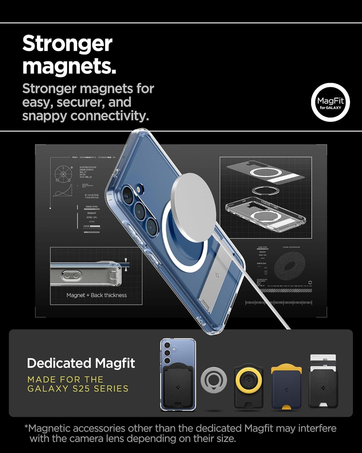 imageSpigen Ultra Hybrid S MagFit Designed for Galaxy S25 Plus Case Kickstand Fast Wireless Charging 2025 Clear WhiteClear White