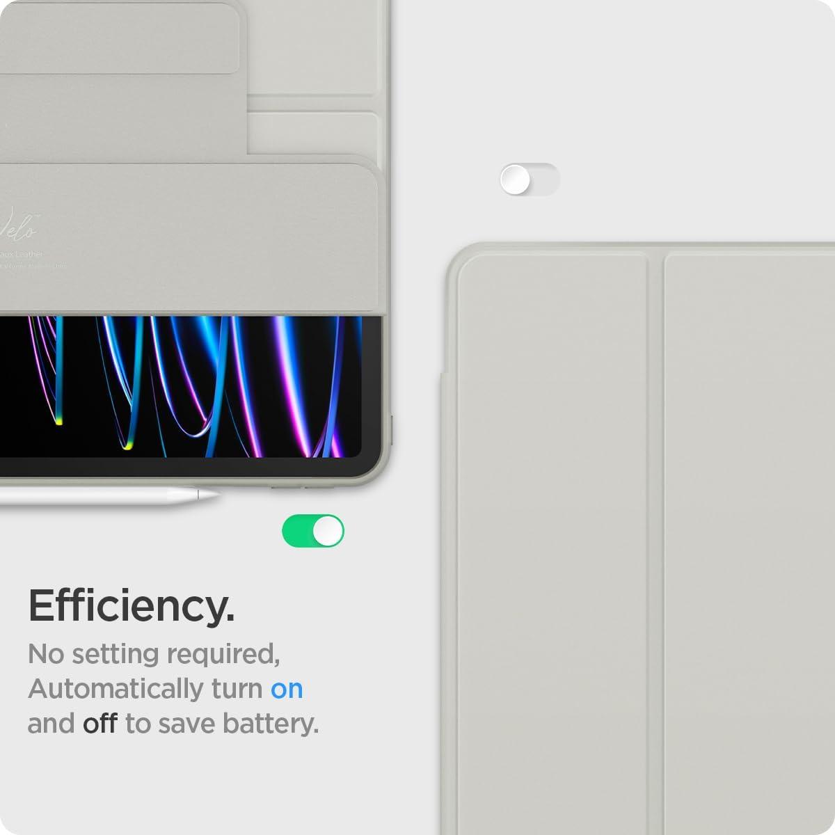 imageSpigen for iPad Pro 129 inch Case M2 6th Generation 2022 5th Generation 2021 AirSkin Pro OneTap with Detachable Magnetic Cover Transparent Back with Magnet and Pencil Holder GrayGray