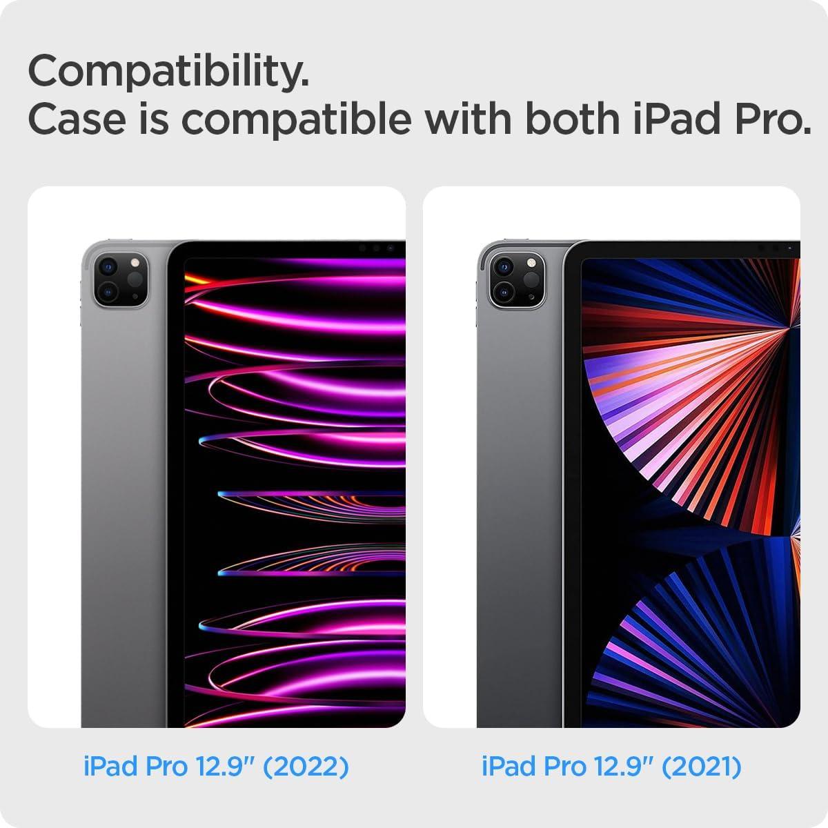 imageSpigen for iPad Pro 129 inch Case M2 6th Generation 2022 5th Generation 2021 AirSkin Pro OneTap with Detachable Magnetic Cover Transparent Back with Magnet and Pencil Holder GrayGray