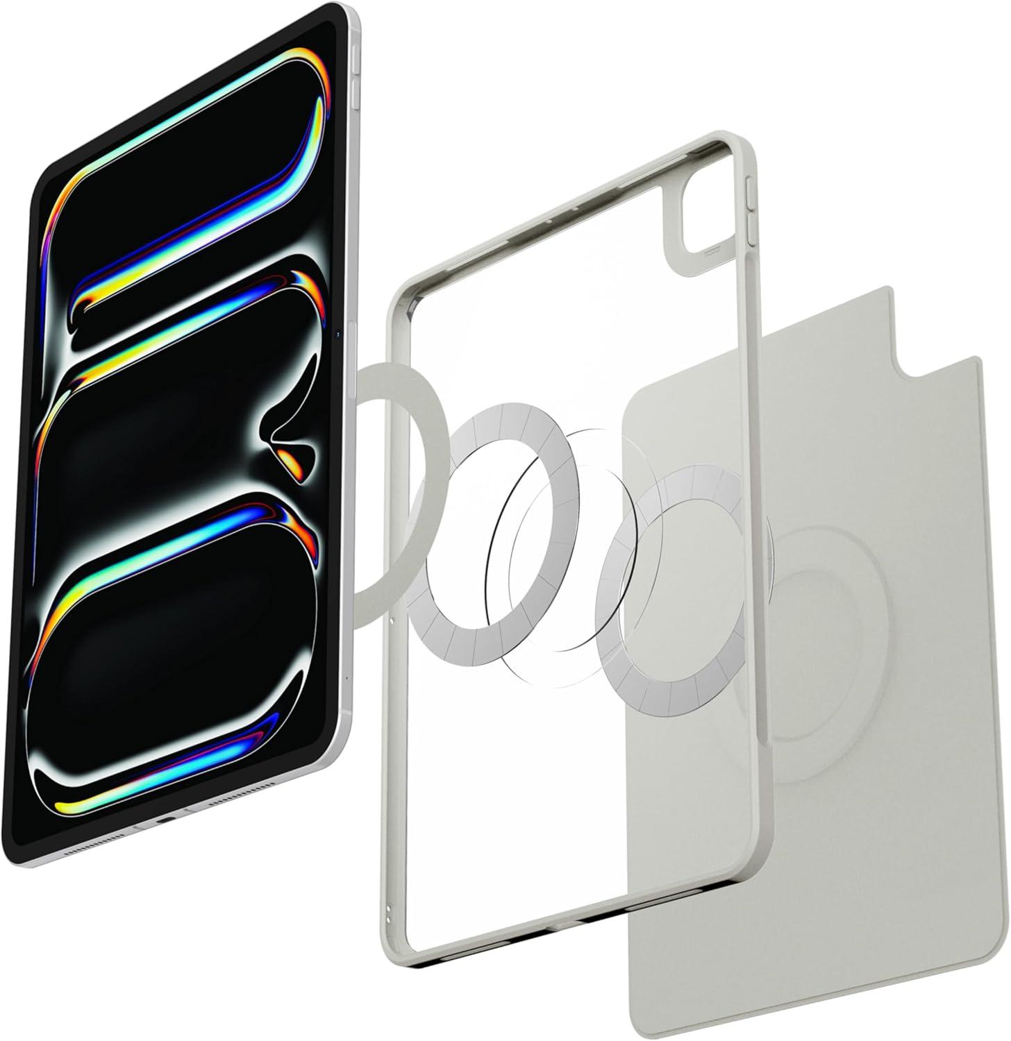 imageSpigen for iPad Pro 129 inch Case M2 6th Generation 2022 5th Generation 2021 AirSkin Pro OneTap with Detachable Magnetic Cover Transparent Back with Magnet and Pencil Holder GrayGray