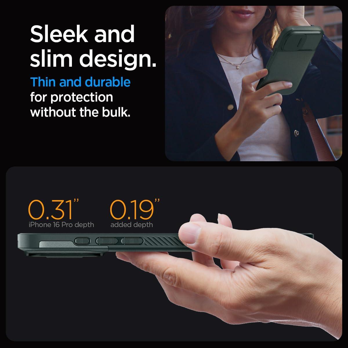 imageSpigen for iPhone 17 Case Optik Armor MagFit TPU Covered Camera Control Camera CoverKickstand Compatible with MagSafe Abyss GreenAbyss Green